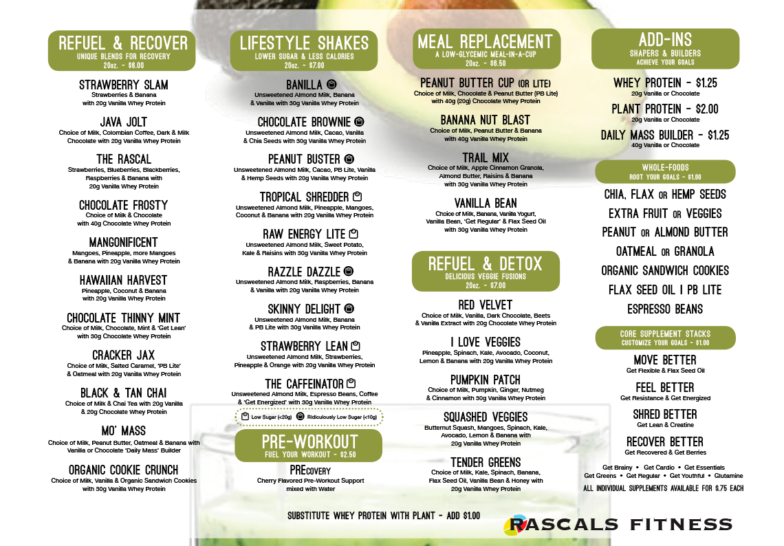 Actualizar 75+ imagen gym juice bar menu